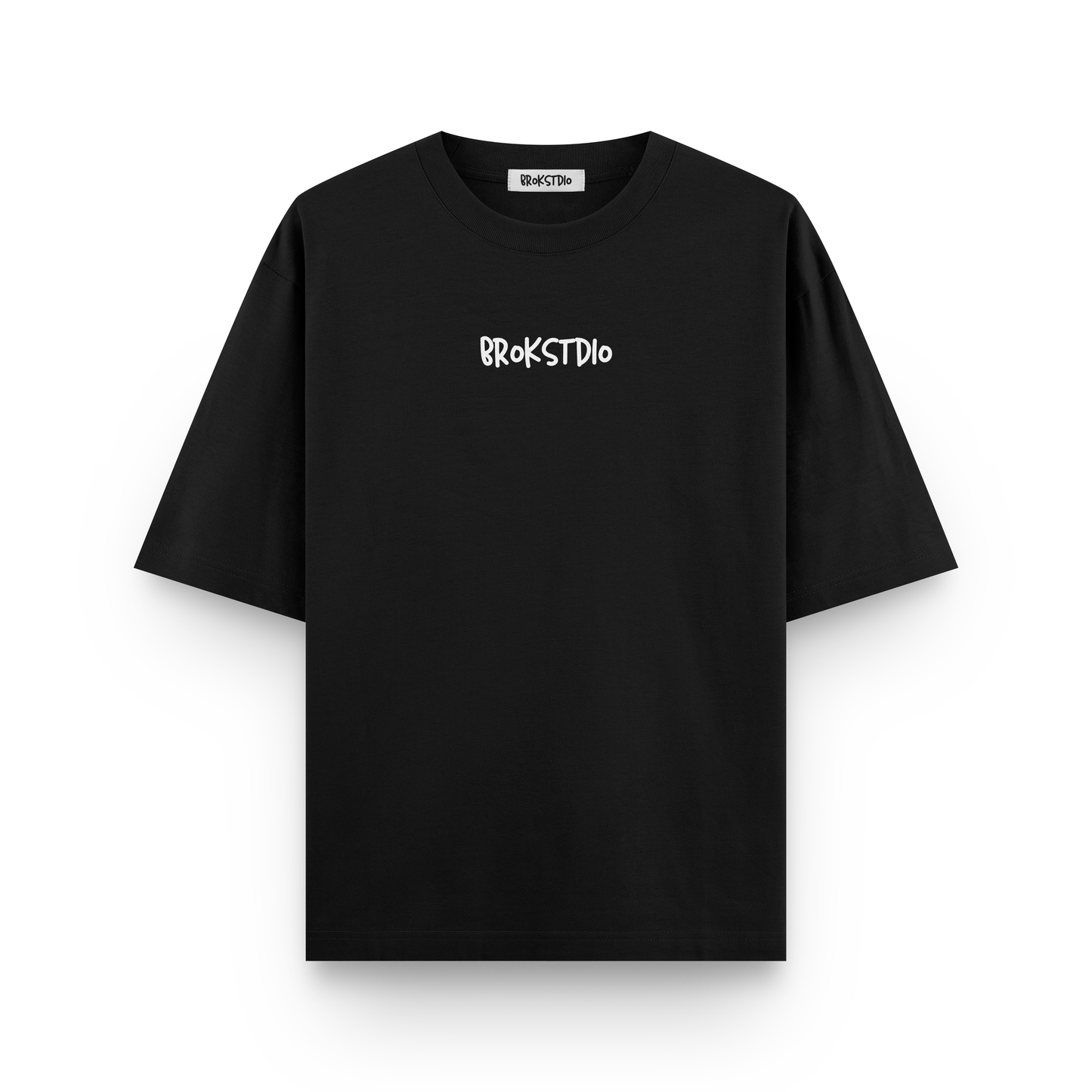 Black oversized t-shirt with multicolored anime eye panels featuring Goku, Naruto, Zoro, Luffy, and All Might